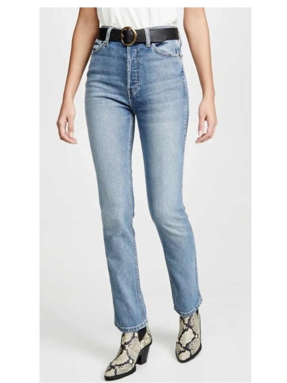 Re/Done Light Blue High-Rise Straight Leg Jeans